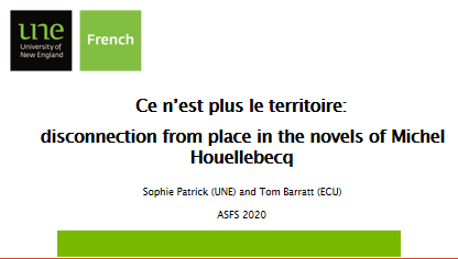 le_ningnangnong's tweet photo. Excited to present on place in Michel Houellebecq at #ASFS2020 with my colleague and PhD writing buddy this morning! #UNEFrench #interdisciplinarycollaborationftw https://t.co/0AtefSiRdX