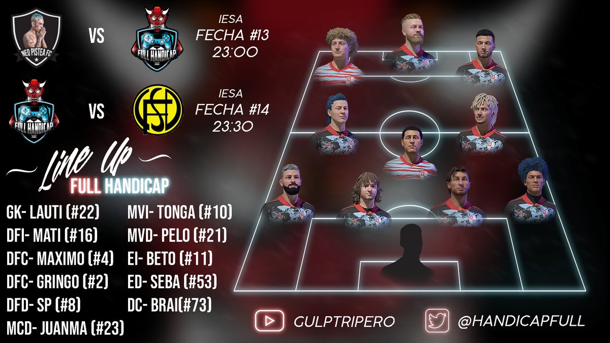 RECTA FINAL ‼️

23:00🕚
👹🍻vs @neopisteafc 

23:30🕦
👹🍻vs @FlandriaClubPro