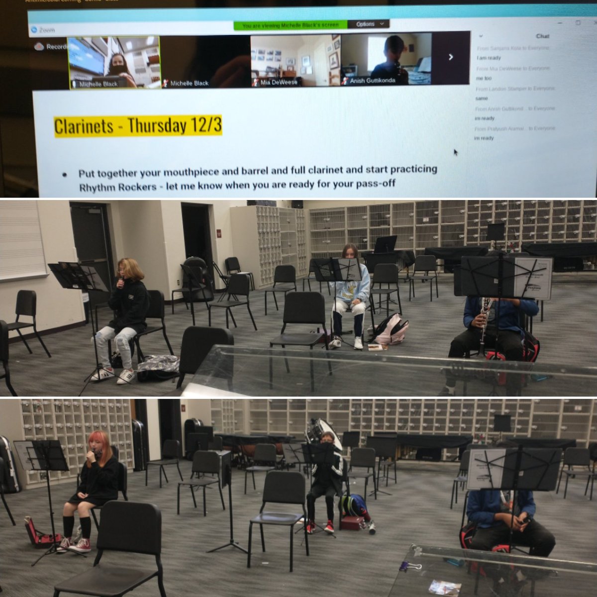 The Beginner Clarinet Class is absolutely rocking their Rhythm Rocker passoffs! This self-paced program helps students learn rhythms at their level. #campusbadges #patriotstrong