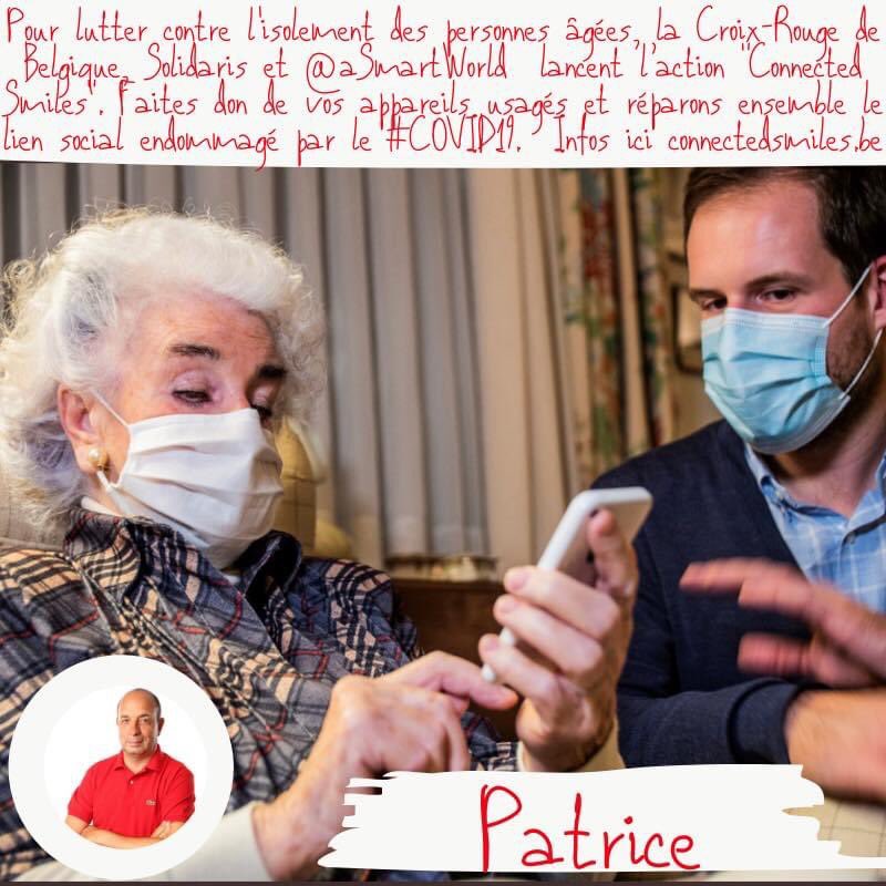 Patrice Lempereur (@patrice4020) on Twitter photo Pour lutter contre l'isolement des personnes âgées, la Croix-Rouge de Belgique, Solidaris et <a href="/aSmartWorld/">aSmartWorld | Reconditionnement circulaire ♻️🇧🇪</a> lancent l’action "Connected Smiles". Faites don de vos appareils usagés et réparons ensemble le lien social endommagé par le #COVID19. Infos ici connectedsmiles.be Pour lutter contre l'isolement des personnes âgées, la Croix-Rouge de Belgique, Solidaris et <a href="/aSmartWorld/">aSmartWorld | Reconditionnement circulaire ♻️🇧🇪</a> lancent l’action "Connected Smiles". Faites don de vos appareils usagés et réparons ensemble le lien social endommagé par le #COVID19. Infos ici connectedsmiles.be