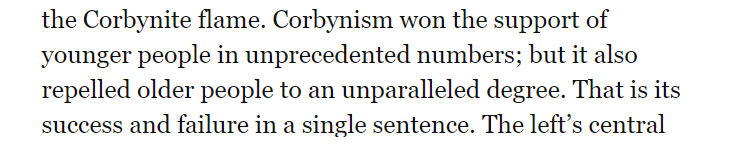 Now this is true.It's also the reason why they haven't truly lost, and why the long-term trends are in their favour.The young are commies, and, no, this is not just a passing phase. They will not move to the right as they get older. They will stay that way.