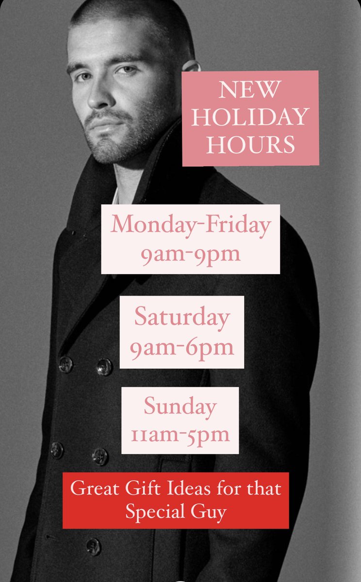 New Extended Holiday Hours at PERLUI 👔👕👞👖🥾✂️ For your Shopping convince, Always L👀K 🅿️ERFECT 🎄🌲⛄️🎁