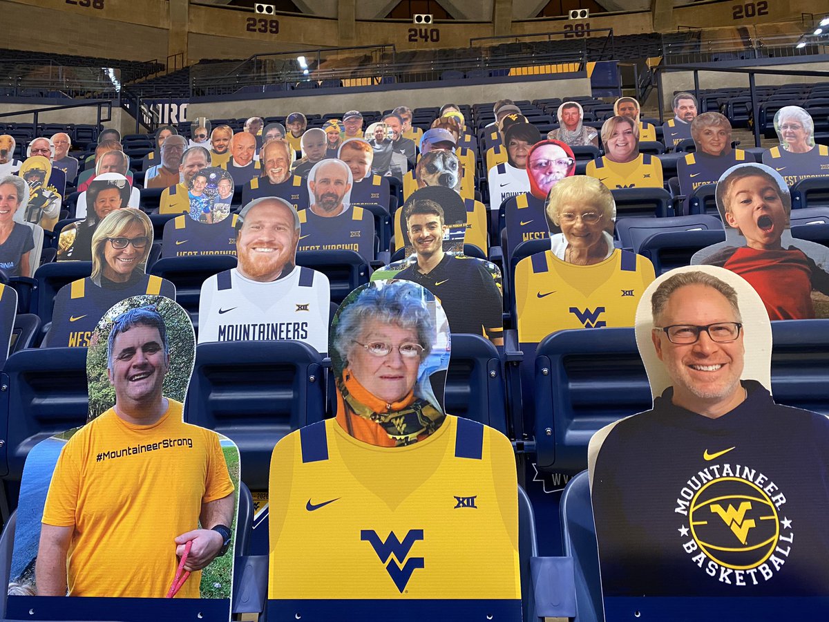 WVUSports's tweet photo. There may be no spectators at the Coliseum for @WVUhoops &amp; @WVUWBB this month - but that hasn’t stopped Mountaineer Nation from showing their support! #HailWV 

➡️ https://t.co/08i3DvoTiL https://t.co/f6cDcJDq1Q