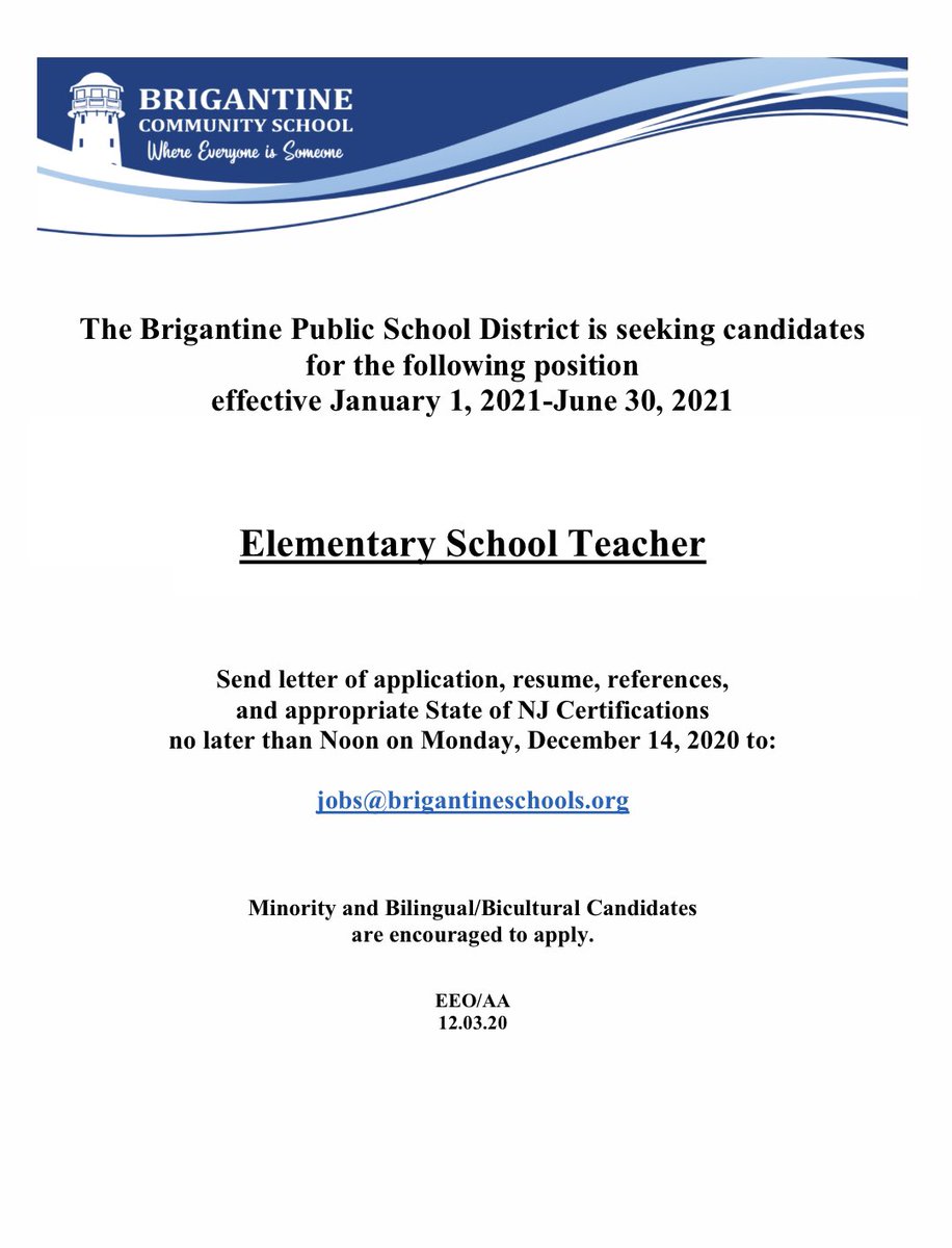 brigschools's tweet photo. Looking for an innovative, team player to join our #BrigStrong team. Apply today! https://t.co/VKlSsbZOvf