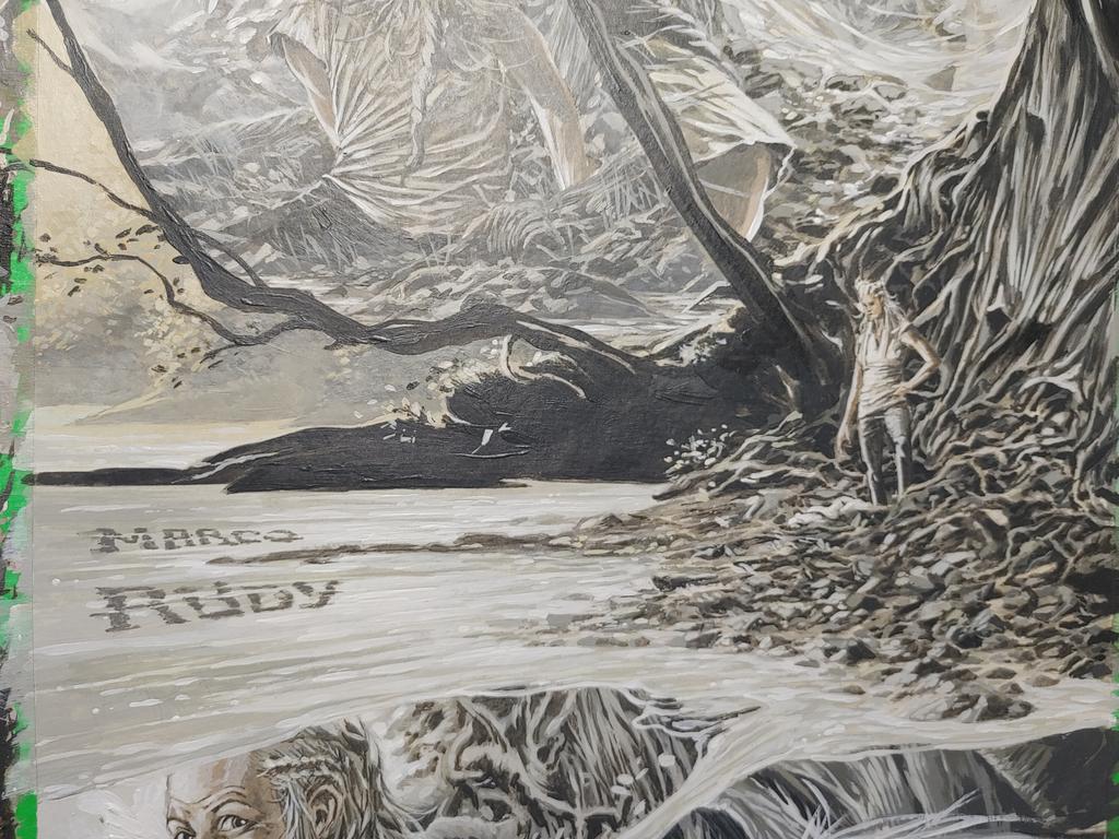 Marco_Rudy's tweet image. Detail from a page. From RDW - A tale of Lost Fantady - VOL 01- my first written and painted creator owned book, recently funded on Kickstarter, out next year.

Doing credits with the art in the pages :)

11x17" acrylics on 300g paper.