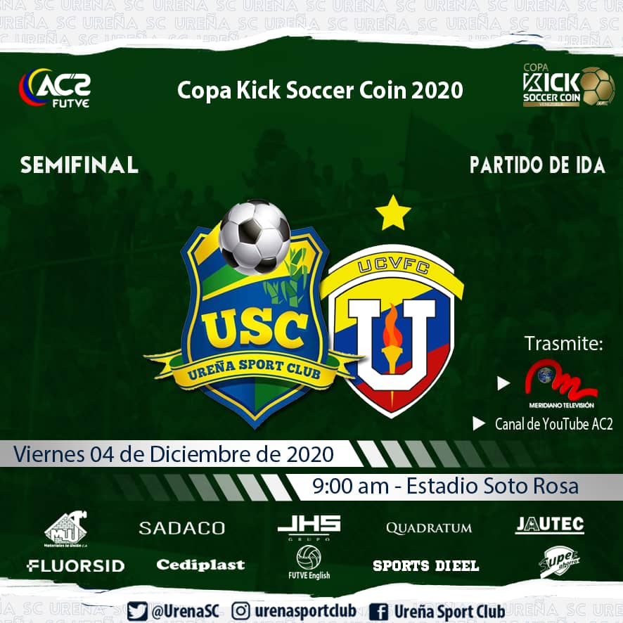 VisionDva's tweet photo. #copakicksoccercoin || Dale Ureña 🤩

Mañana juega el azucarero la ida de las semifinales de la segunda división vs @UCVFCOFICIAL en el estadio Soto Rosa de la ciudad de Mérida. El juego de @UrenaSC lo podrás disfrutar en vivo a las 09:00 am por @MeridianoTV 📺 https://t.co/4bzZiSRIzO