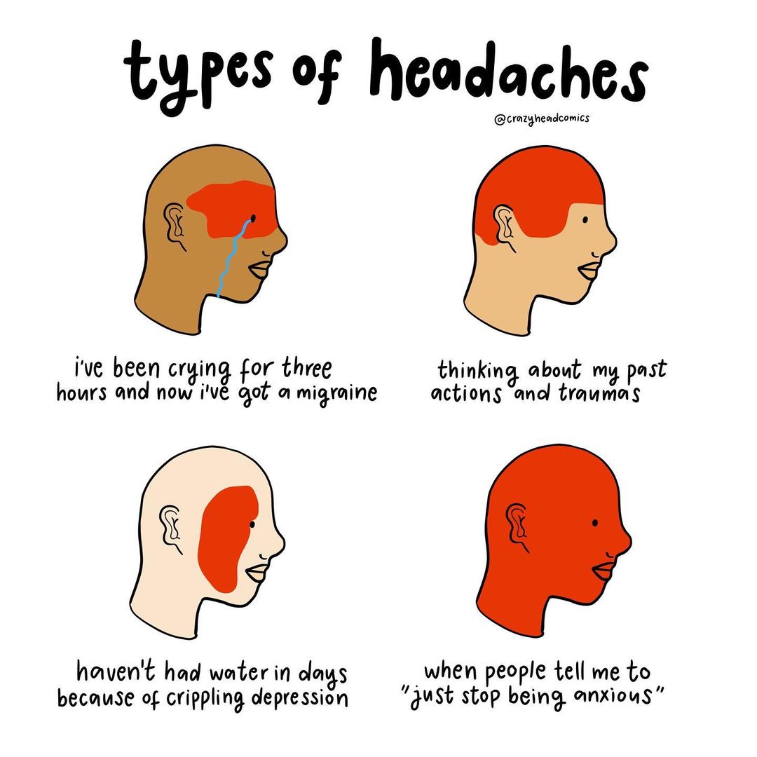 cerebral's tweet photo. It's not that simple!
By @crazyheadcomics

What's been giving you a headache?

#headache #mentalhealth #crying #pasttrauma #anxiety #depression #cripplingdepression #migraines #migraine https://t.co/kvMbAUt9vo
