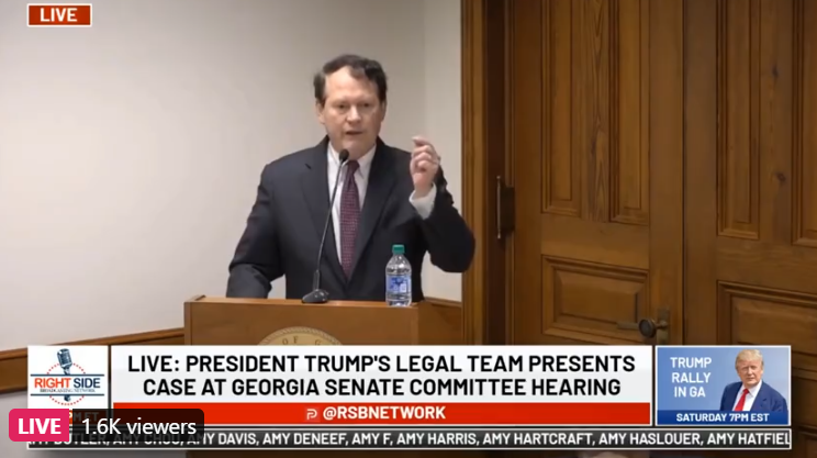 Closing argument that election/voter fraud is evident and that the election cannot be certified.  #GeorgiaHearing