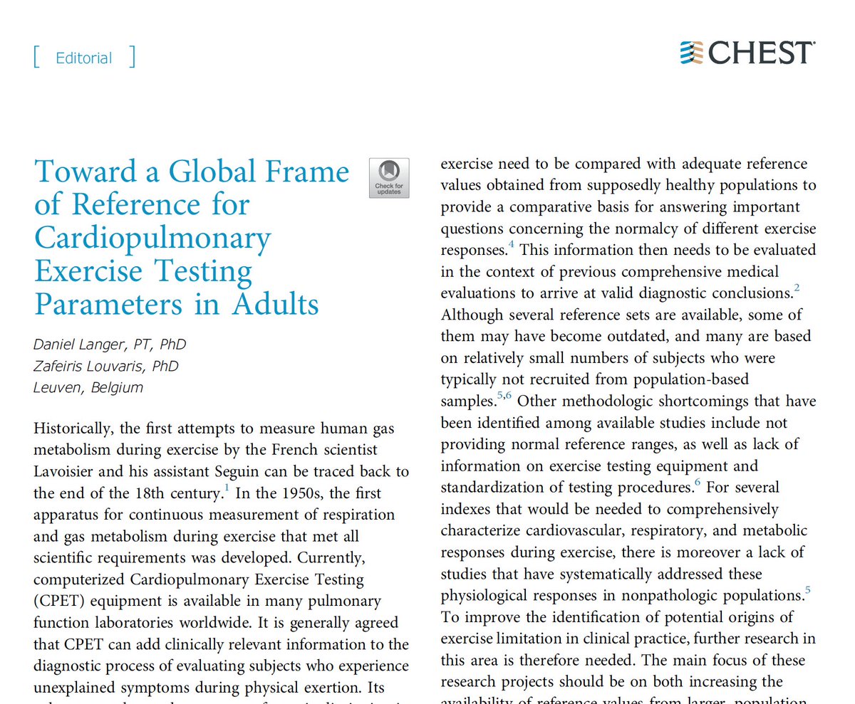 The final version of our paper on Normative Peak Cardiopulmonary Exercise Test (#CPET) Responses in Canadian Adults with accompanying editorial published in <a href="/accpchest/">CHEST</a> 

Link to paper: authors.elsevier.com/a/1cAs52p-k%7E… 

Prediction models available for 5th, 50th, 95th %tiles

<a href="/CERPLMcGill/">CERPLMcGill</a>