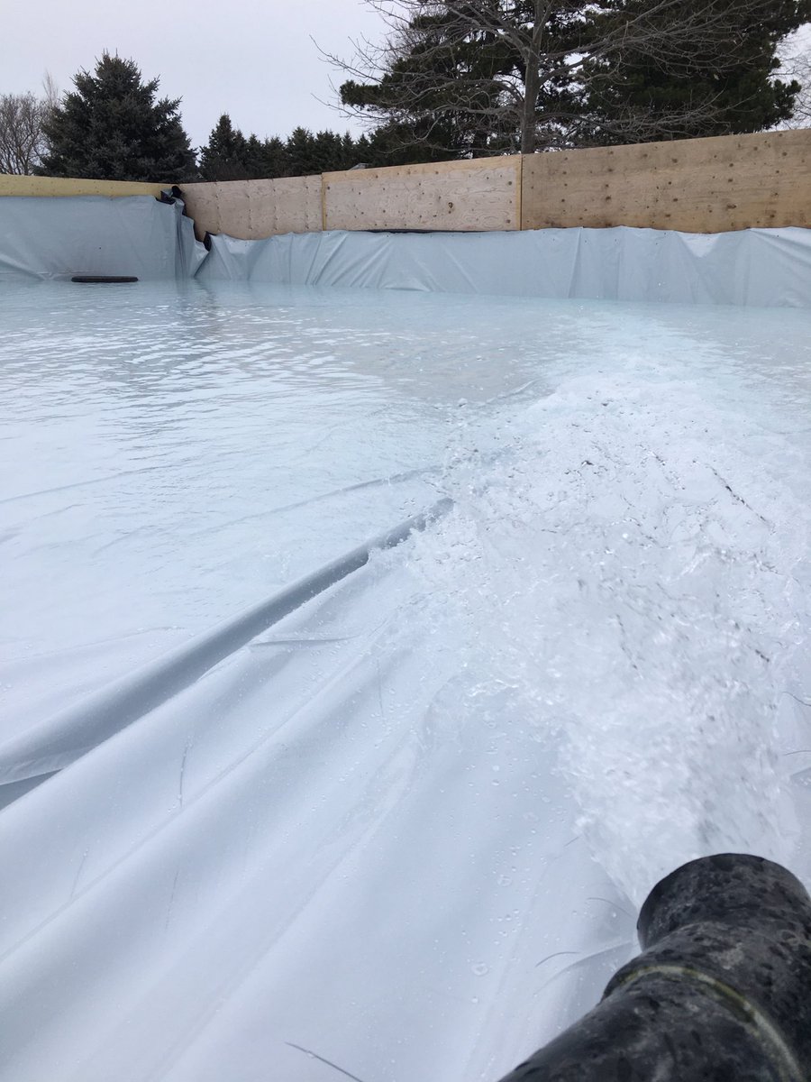 Water went in the #BackyardRink today.  Cross your fingers and hope it holds and freezes.