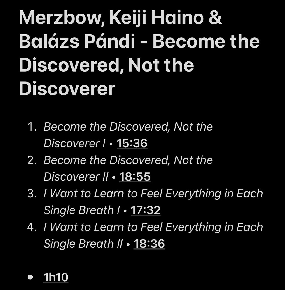 102/109: Become the Discovered, Not the Discoverer (with Keiji Haino & Balázs Pandi)Pretty good album from these three artists, chemistry between them is great. Not an outstanding project but still decent in Merzbow discography.