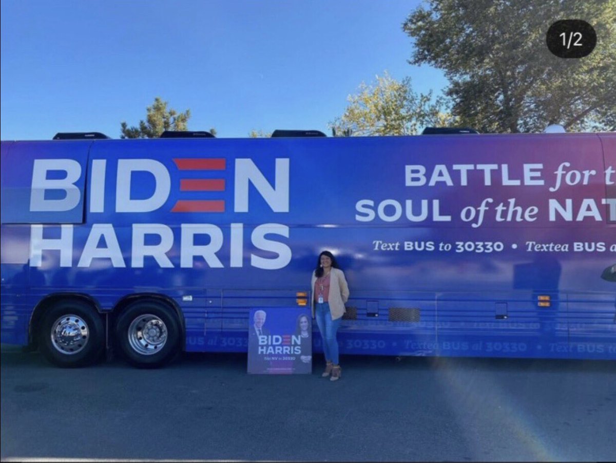 NVGOP's tweet photo. Update:
Defendants just claimed the only connection btwn the NV Native Vote scandal and Biden campaign were t-shirts and stickers...

Ummmm how about their official campaign bus? 

Also we'd like to remind you that incentivizing voting is illegal regardless of partisan intent. https://t.co/rkuoJppqP4