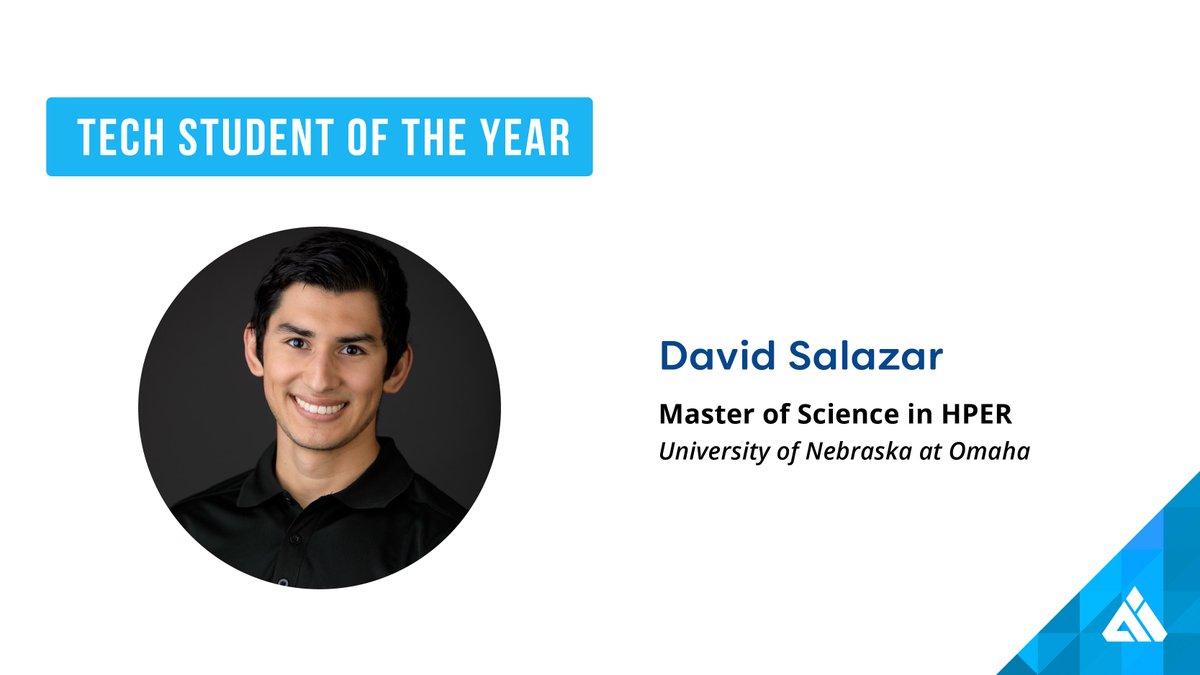 Congratulations to the Tech Student of the Year: David Salazar!
Salazar is completing a doctoral degree in the department of biomechanics at UNO, where he has developed 3D printed anatomical models for surgical planning.
#AIMTechAwards https://t.co/j67V0z0HMW