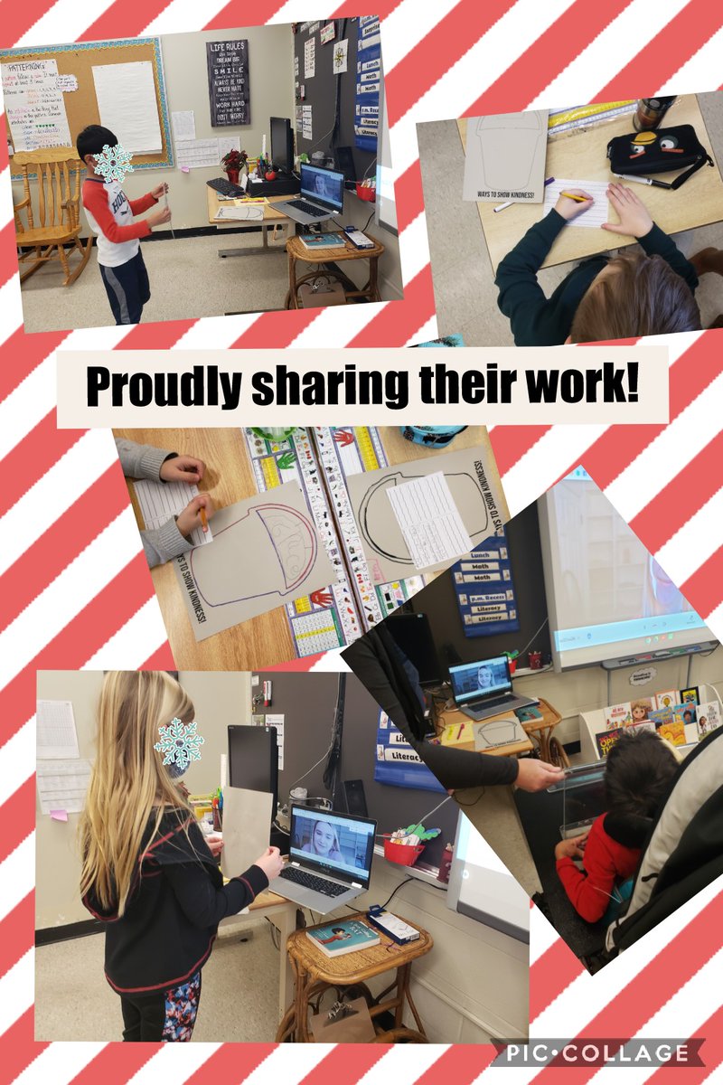 My amazing second cousin wanted to volunteer in my classroom as she just applied to teacher's college. We couldn't do in-person, so she connected with us Google Meet-style to read a story and lead an activity about kindness - it was a hit! <a href="/stringerbees/">Arthur Stringer PS</a> #beesomebody