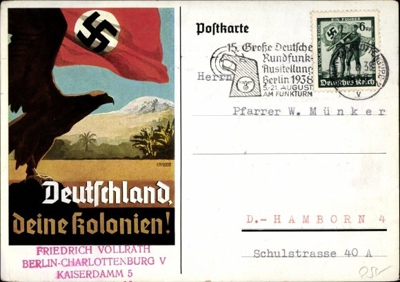 With the start of WW2, the RKBa entered in decline. As the Reich begun focusing more on the East and the War in the West showed no fruits, the Reichskolonialbund became more irrelevant. It was finally dissolved by Bormsnn in 1943 on grounds of "activity irrelevant to the war".