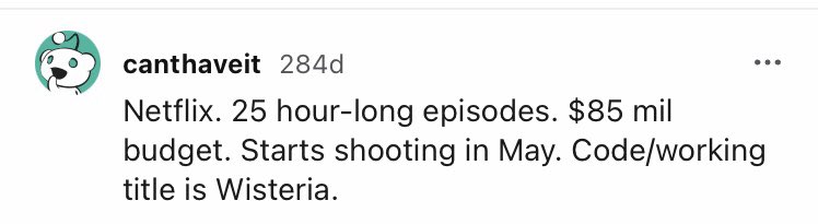 Curiously, the number of episodes of UNRECORDED NIGHT copyrighted, 13, matches the report by Reddit user u/canthaveit back in February that Lynch would be making a project for Netflix tentatively titled or code-named WISTERIA that would be comprised of “13 mini-movies.”