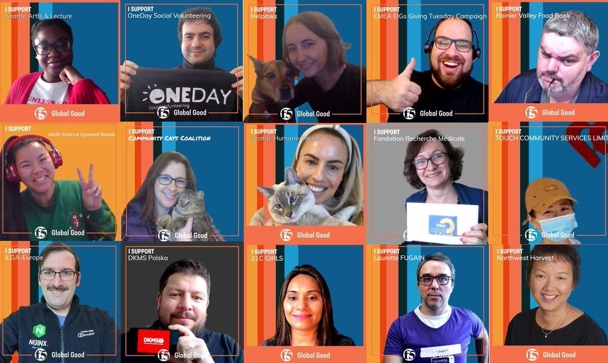 F5's tweet image. This week, F5ers are donating to the causes that mean the most to them—and sharing them in our #GivingTuesday photo booth! #CodeConnects #BeF5