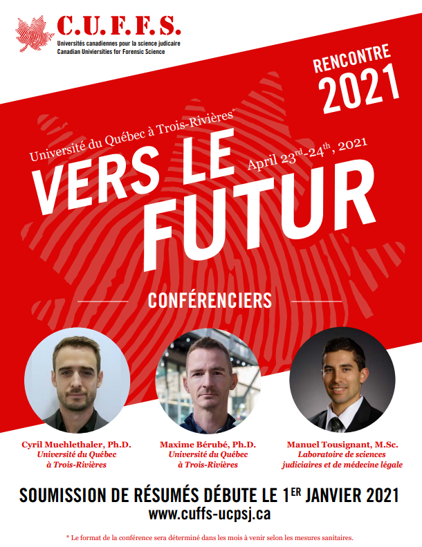 GRSF_UQTR's tweet photo. L'UCPSJ, un organisme à but non-lucratif dédié à connecter des chercheurs en sciences judiciaires à travers le Canada, annonce sa deuxième conférence en 2021 intitulée: Vers le futur.
Si les mesures sanitaires le permettent, la conférence aura lieu les 23-24 avril 2021 à l’UQTR. https://t.co/GVQila2WqO