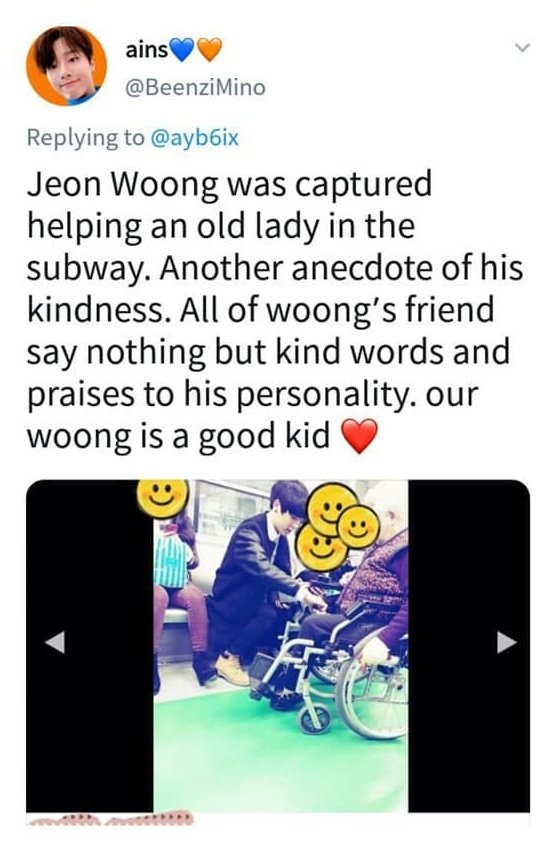 Another proof of Woong's pure and kind heart ♡