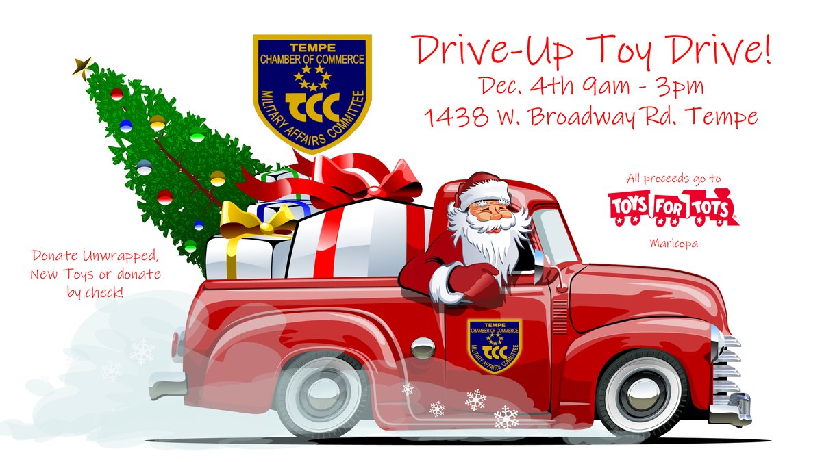 gregstantonaz's tweet photo. Every year, @TempeChamber and the @USMC Reserve at @LukeAFB team up to spread cheer and serve Arizona families with their Toys for Tots Drive.  
 
Tomorrow, you can drive up and donate new, unwrapped toys at the @MAC6Communities building. Learn more: https://t.co/PmtA5K7WVa https://t.co/5dOHivDbhT
