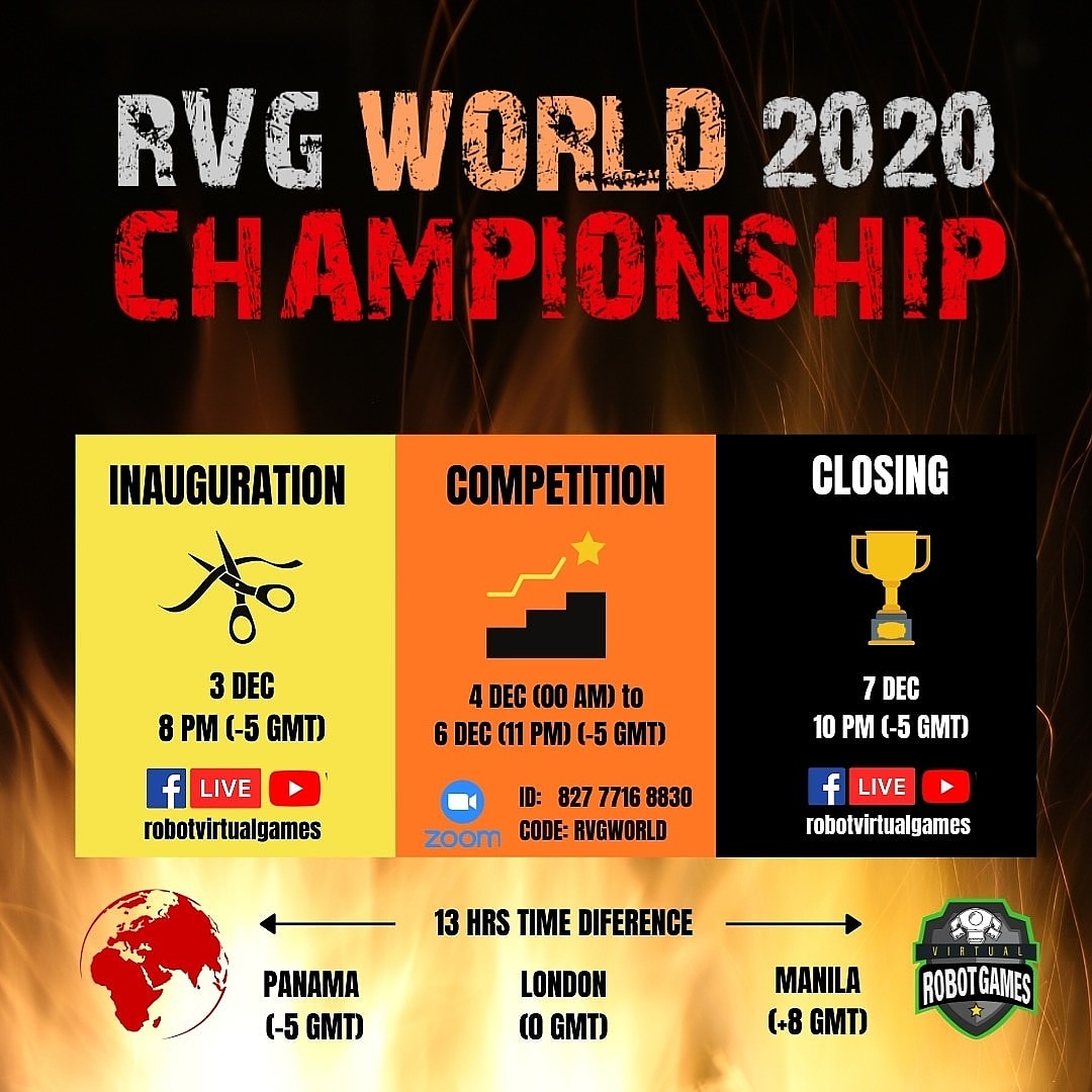 RobotVirtualgam's tweet image. 💯 ¡¡ES HOY!! 💥.
INAGURACION: Panamá 8:00pm (GMT-5). Manila (+8GMT)
modo virtual.
 OLIMPIADA RVG WORLD 2020 CHAMPIONSHIP.
@BoeingSpace @PADForg @Dell
@stemdotorg @MiCulturaPma
@MeducaPma @PrimeraDamaPma
@SERTVPANAMA @Cobrepanama
@Ford_CA
@Cobre_Panama