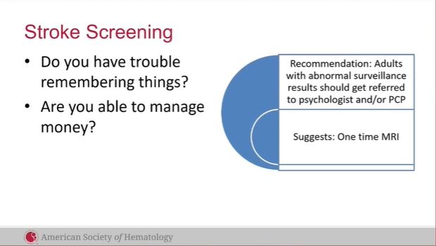 A few highlights from the  #ASH20 Blood Drop session on outpatient sickle cell disease management in adults.  #threadASH guidelines recommend cognitive impairment screening with simplified questions, as well as at least a 1-time MRI to detect silent infarcts.  #sicklecell  #SCD1/
