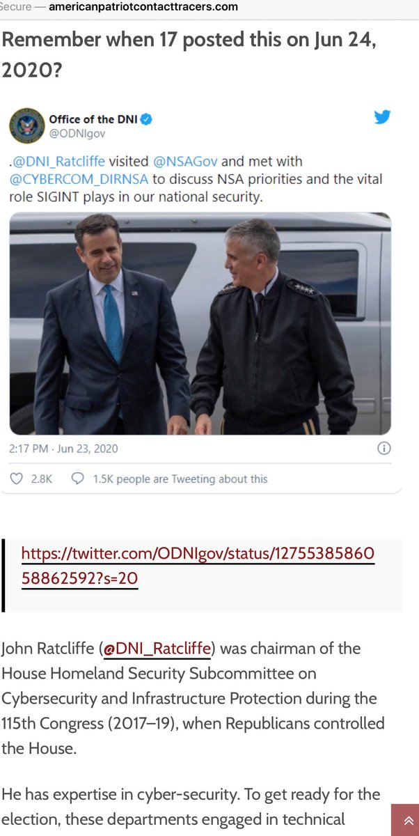 “The Kraken” is a Cyber Warfare Program and Military Sting Operation“The 2020 election was being closely monitored by the DOD, National Guard and the NSA. It was their #1 priority for years and they were prepared for it... http://americanpatriotcontacttracers.com/the-kraken-is-a-cyber-warfare-program-and-military-sting-operation/