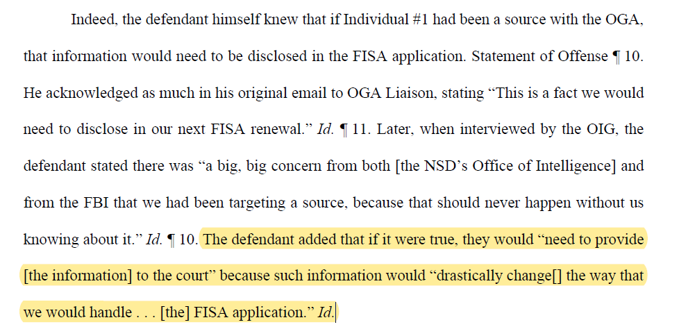 Why the Clinesmith lie was material:"It would raise the issue of whether [Carter Page] had those interactions with the intent to assist the US gov't."It would go to the "loyalties" of Carter Page.Clinesmith knew FISC needed to be informed. @AWeissmann_ disagrees 