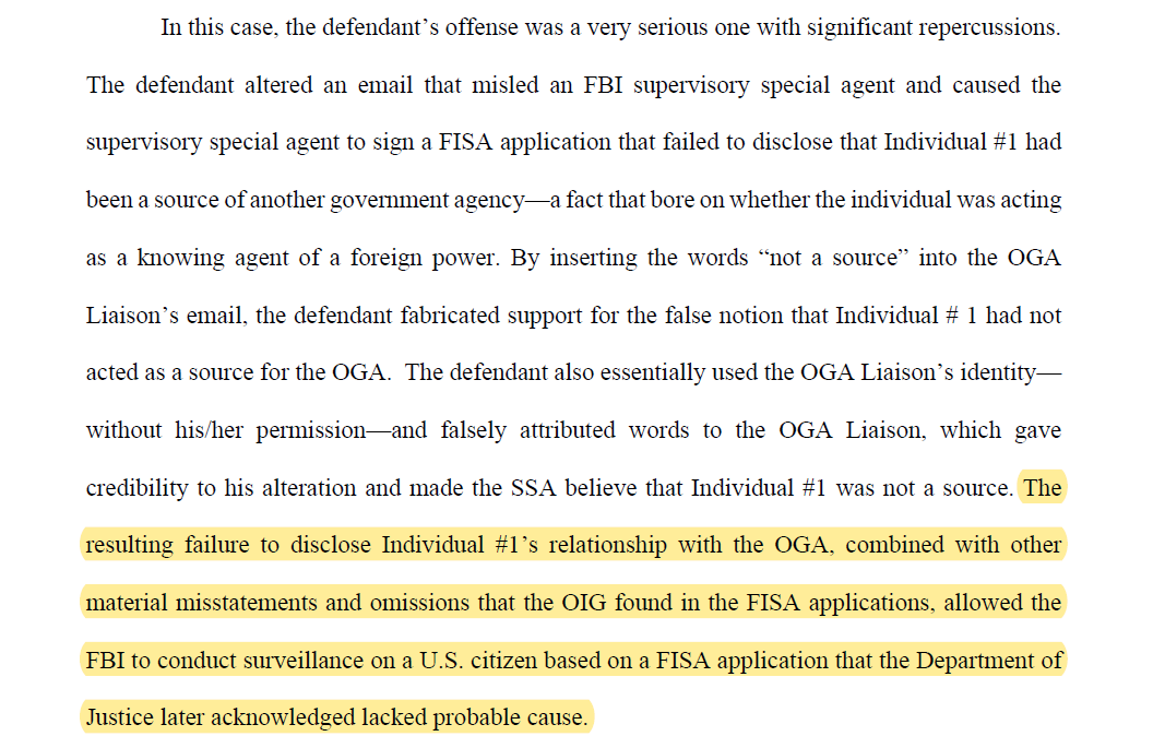 Clinesmith's lies "allowed the FBI to conduct surveillance" on  @carterwpage thru a FISA application that "lacked probable cause"He violated the duty of candor to the FISA court.