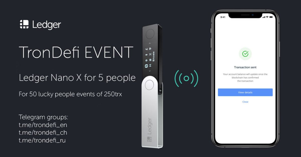 tron_fi's tweet photo. Event of 5 #Ledger Nano X hardware wallets from TDF.
Also, 50 random winners will receive 250 #TRX.
The results will be in a month after the launch of the project.

#Like #retweet and pin this post in your profile, join one of the tg official groups of the platform. https://t.co/eNVjMVaC7V