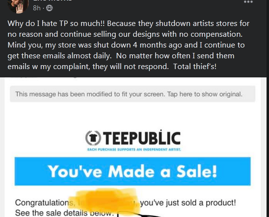 _sisterofsatan_'s tweet photo. little PSA that @TeePublic deletes shops, but KEEPS SELLING THE DESIGNS. 

unacceptable behavior towards creators. disgusting.
#teepublic #ArtistOnTwitter #scammer #scam #Beware #RETWEEET #redbubble https://t.co/7r4A4WkLHr