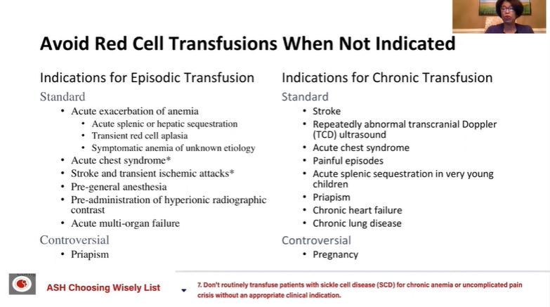 Now, RBC transfusion recommendations in  #sicklecell.This slide is an amazing summary slide for all episodic and chronic transfusion indications. Save it to your phone!  #ASH20  #SCD Red cell exchange recommended for acute stroke and severe ACS in updated ASH guidelines.11/