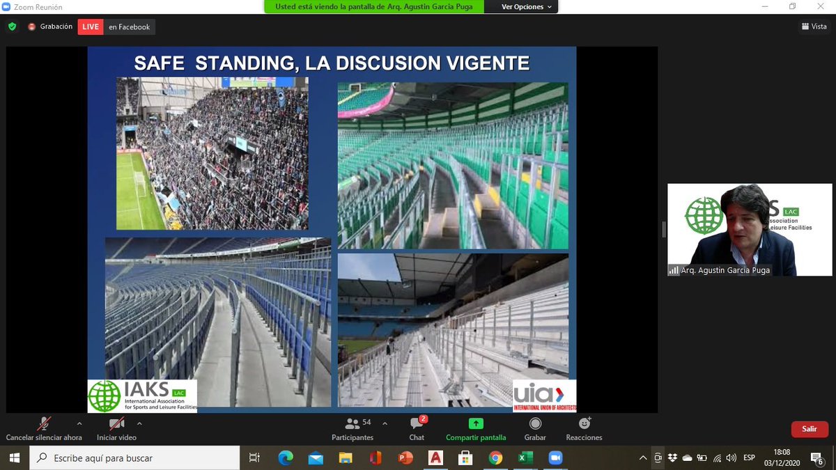 ArqPuga's tweet photo. Muy orgulloso y contento de la webinar de la IAKS LAC que me toco intervenir con mi charla "Nuevos desafios para la infraestructura de los estadios de futbol en Sudamerica" en un panel de lujo con integrantes de Conmebol.
#iaks #iakslac https://t.co/jcGwAcyjyf