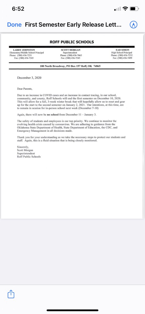 School update regarding end of 1st semester