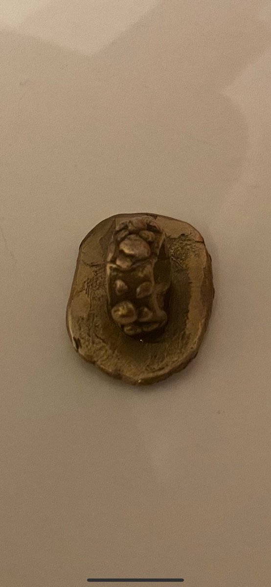JuliaCLST6's tweet photo. #CLST6 so excited to share my #project4 with all of you. For my project I both reconstructed (images below) and researched a ring from the tomb of the Griffin Warrior in Pylos. The ring is evidence of how Mycenaeans were heavily influenced by Minoan religion and art. /1 https://t.co/0n3Q5qx48u