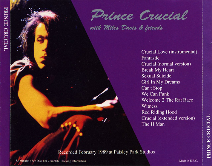 Now, at the time I had no expectation that Prince would be involved in "Tutu," so I was happily surprised to hear Miles' horn on "Red Riding Hood" – a mislabeling of "Can I Play With U?" – on a 1990 bootleg, "Crucial: with Miles Davis & friends".