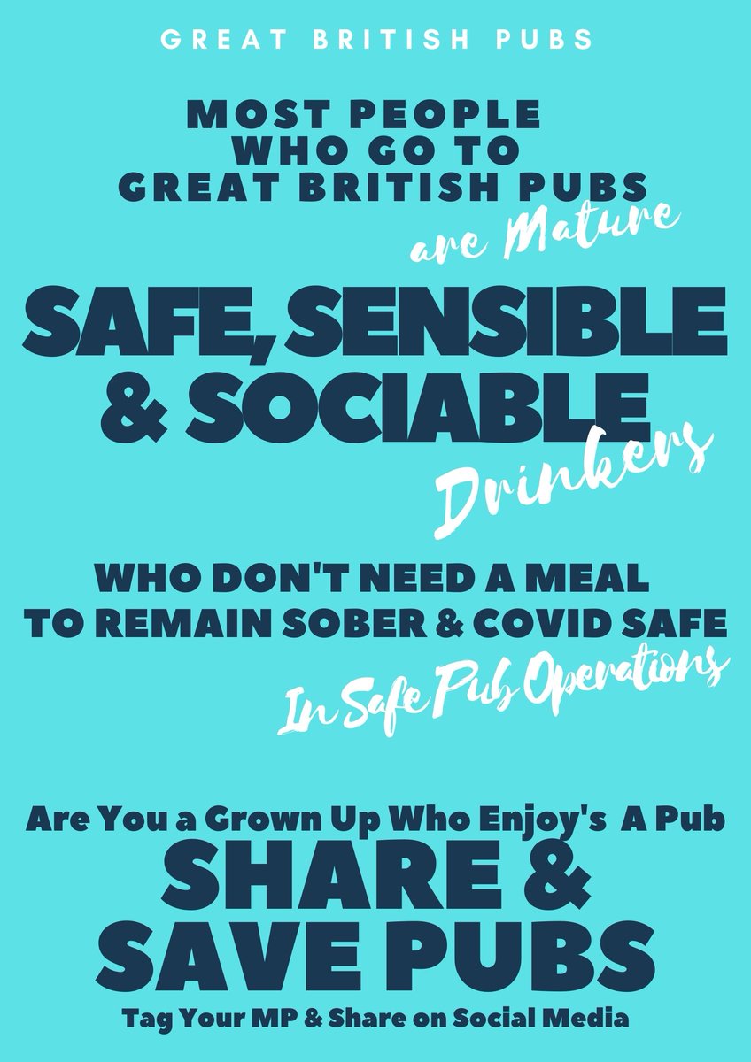 SAVE The GREAT BRITISH PUB. Safe Sensible &amp; Sociable Adults Don't Need a Meal to Stay Sober &amp; Safe.  

Tier2 FOOD REQUIREMENT Can 'FORK OFF' Allow Responsible Hospitality Retailers to Open. 

Combatting Loneliness a Bigger Threat to Health
#SaveOurPubs <a href="/drlukeevans/">Dr Luke Evans MP</a>  <a href="/BorisJohnson/">Boris Johnson</a>
