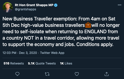 Pass laws  https://twitter.com/grantshapps/status/1334543848333332482