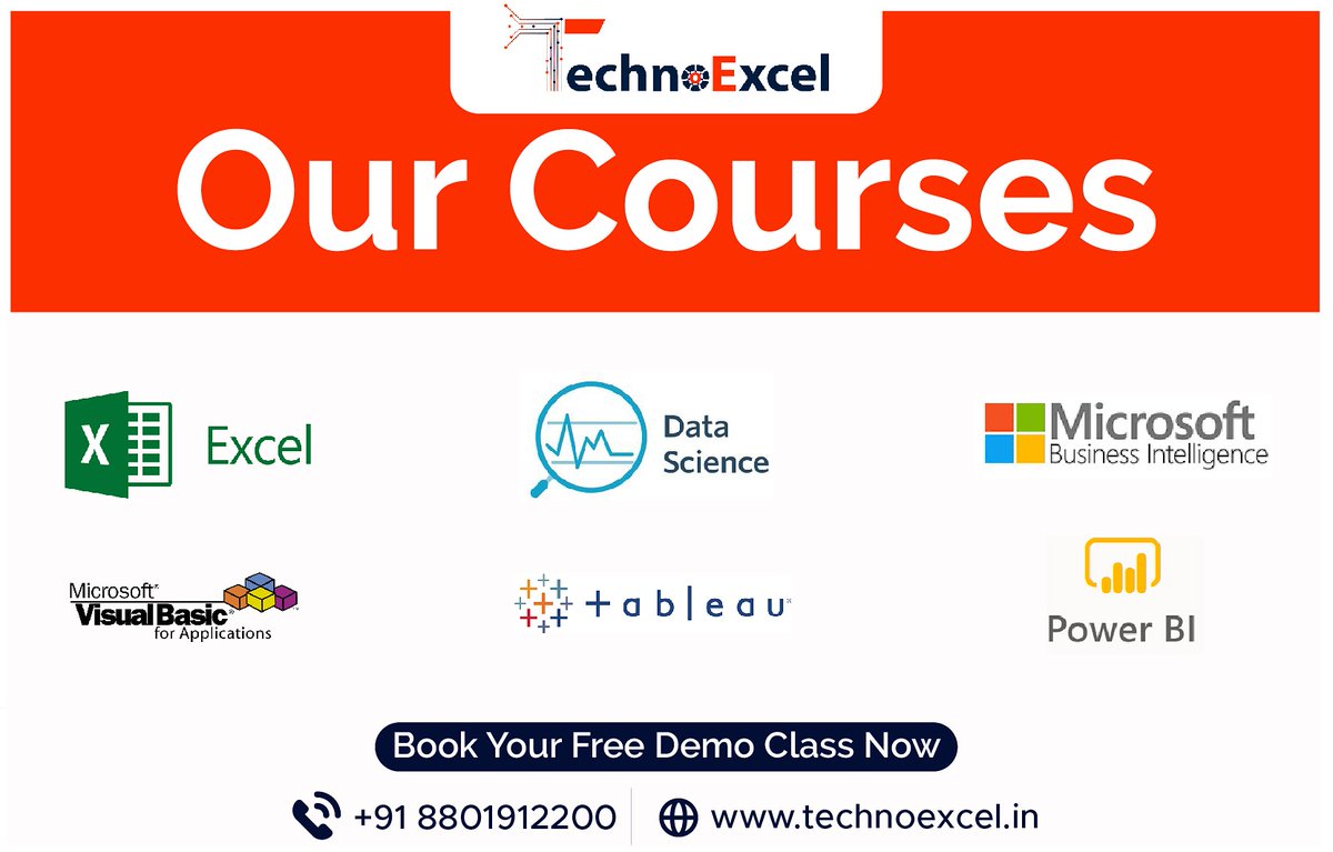 TechnoExcel's tweet image. Courses Offered
#msexcel #excel #exceltraining #corporates #placements #gethired #getplaced #microsoft #learnexcel