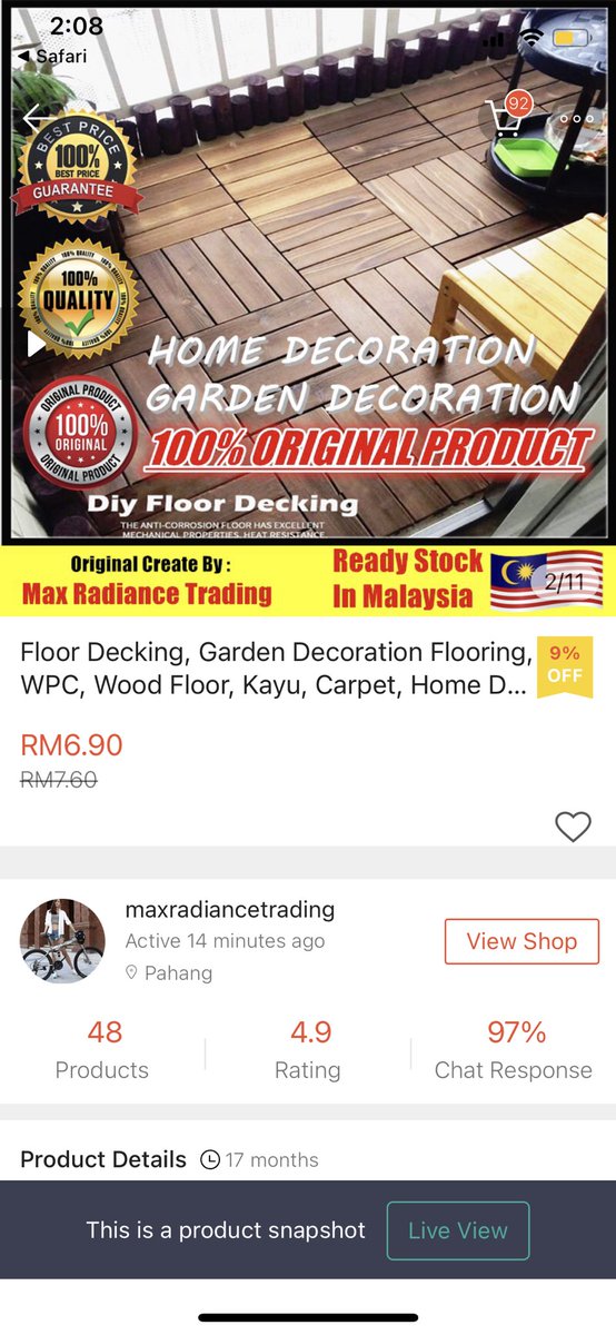 3. Floor deck for balconyBalcony buruk? Takpe mari lawakan dgn floor deck hdnfnndndd Link:  https://shp.ee/qmpiky4&nbsp;