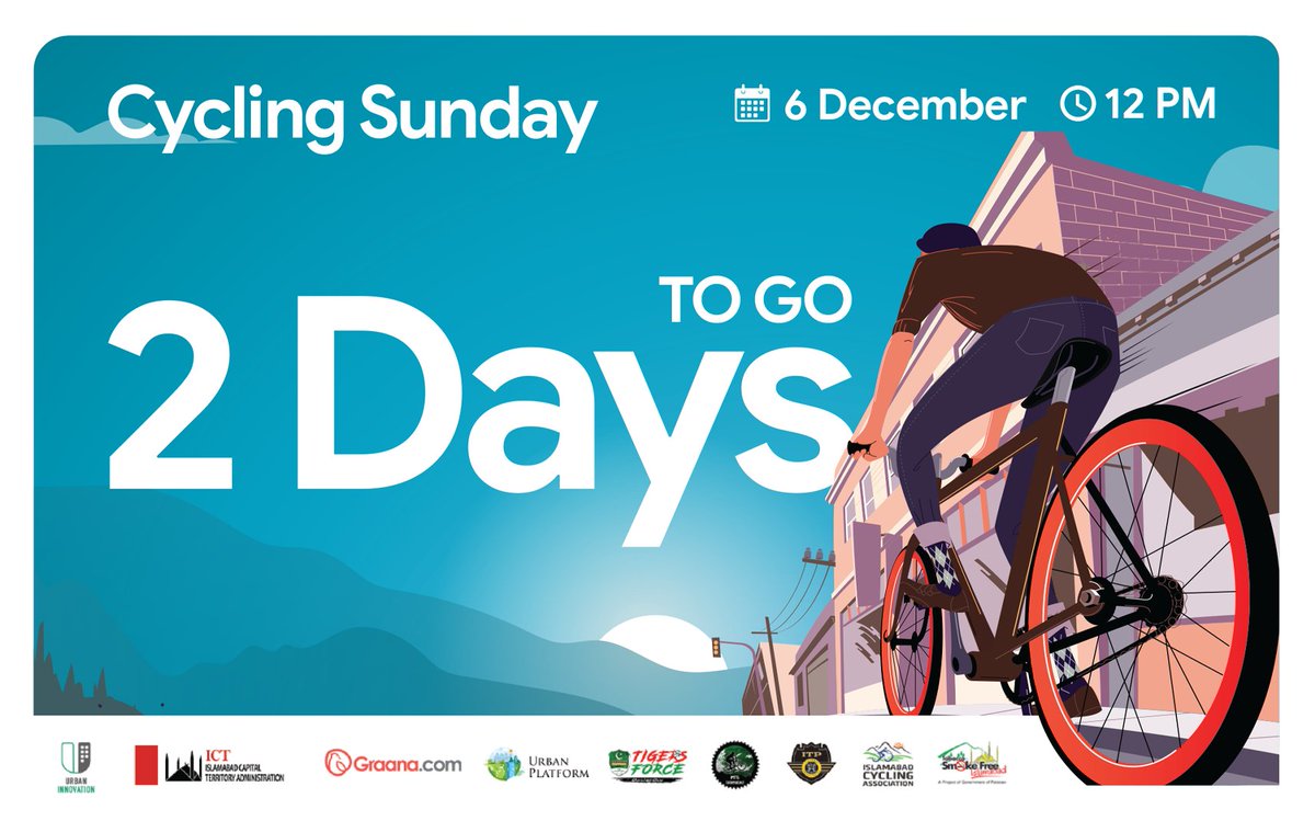 GraanaCom's tweet photo. 2 days to go and we are super excited! 

For more information, visit: https://t.co/WwJ84wusCR

@dcislamabad @SSPITP @urban_innov @navift @ICTA_GoP

#CyclingSunday #ReImaginingIslamabad #Islamabad https://t.co/gs0Vtejoej