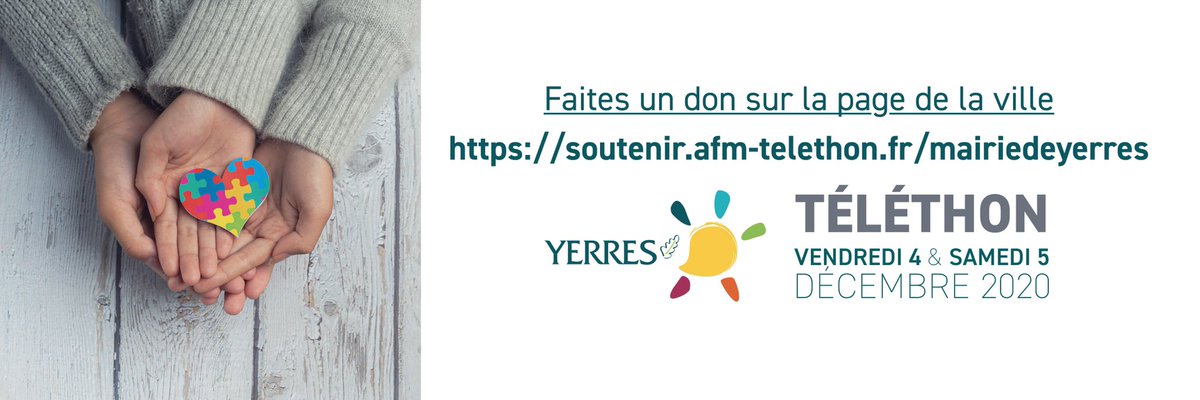oclodong's tweet photo. Le Téléthon 2020 se tient dans des conditions « Covid compatibles ». La @VilledeYerres a créé une page dédiée pour vous permettre de faire vos dons. Adresse de la page : https://t.co/UtsDTyTJnB. À nous de faire grimper le compteur ! @Telethon_France #dons #Theleton #recherche https://t.co/AawIJ5WSFk