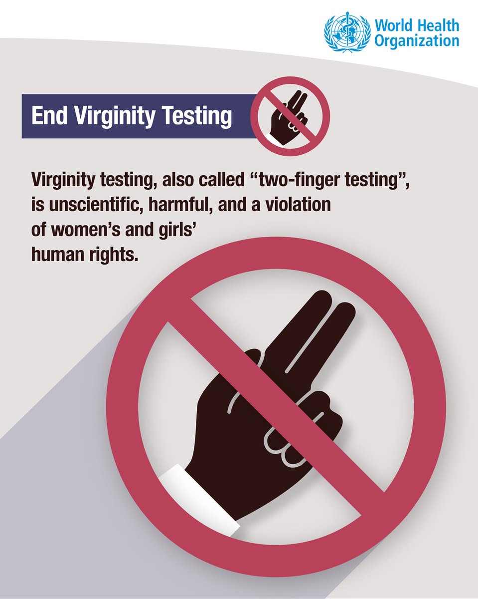 “Virginity testing” is a violation of the human rights of girls and women, and can be detrimental to women’s and girls’ physical, psychological and social well-being.  https://bit.ly/39eBI0j   #16Days  