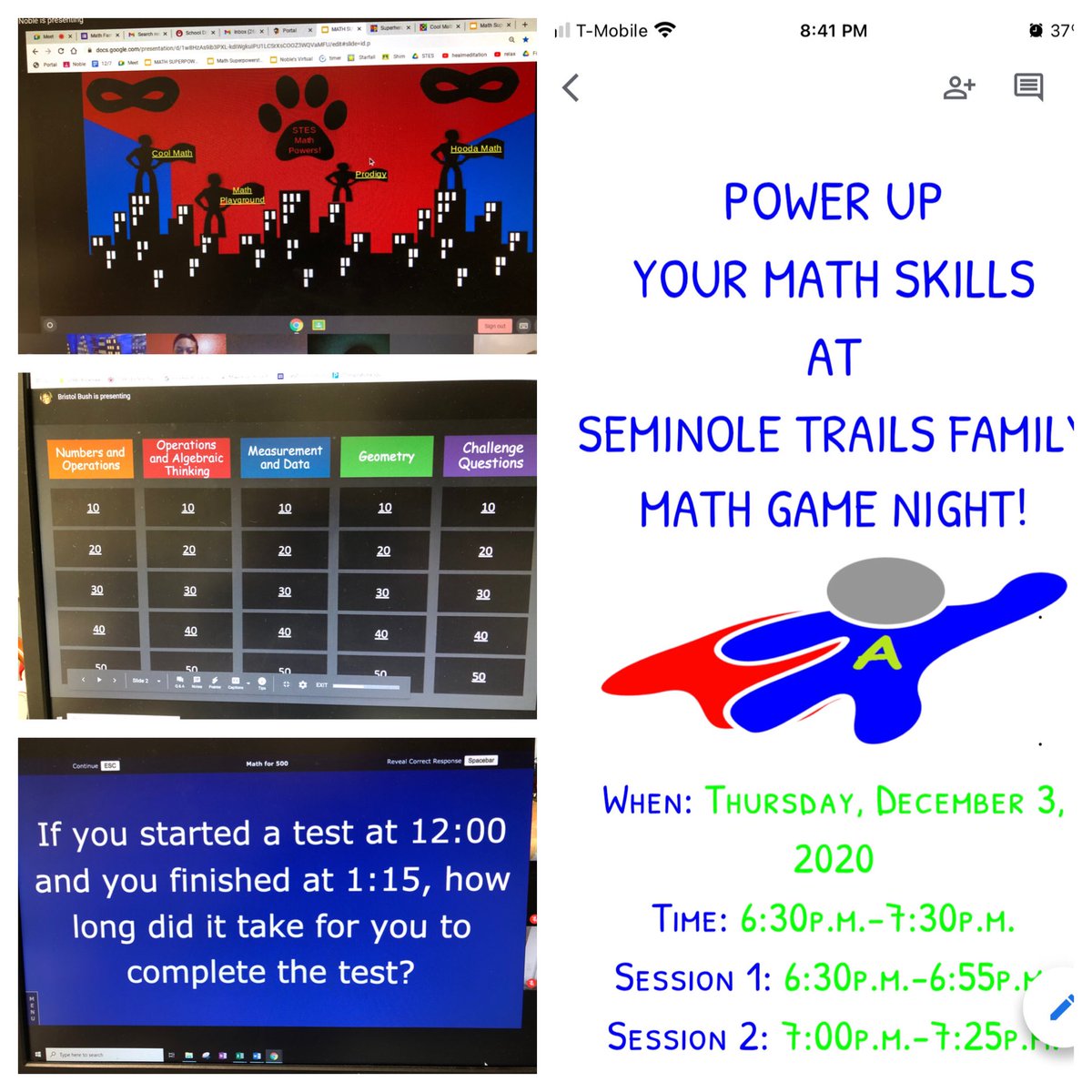 SeminoleTrails's tweet photo. We have our own League of Superheroes ⁦@SeminoleTrails⁩: Teachers, parents, and students dedicated to improving math knowledge while having fun! #FamilyMathGameNight ⁦@STES_Math⁩ ⁦@Mrs_DawesClass⁩ ⁦@LoraNoble⁩ #MsCohen https://t.co/pMiYWWjI1J
