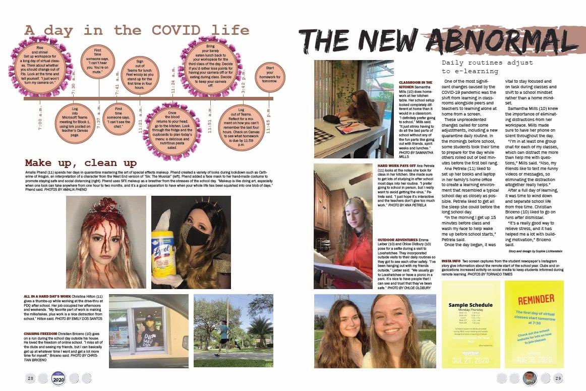 Have you considered a 'New Normal' yearbook spread yet? I love focusing on the changes in the school year, some negative some positive. I love how the one student in this profile has perfected the art of horror movie makeup during quarantine. Thanks to Dr. Shipe at Pompano Beach!