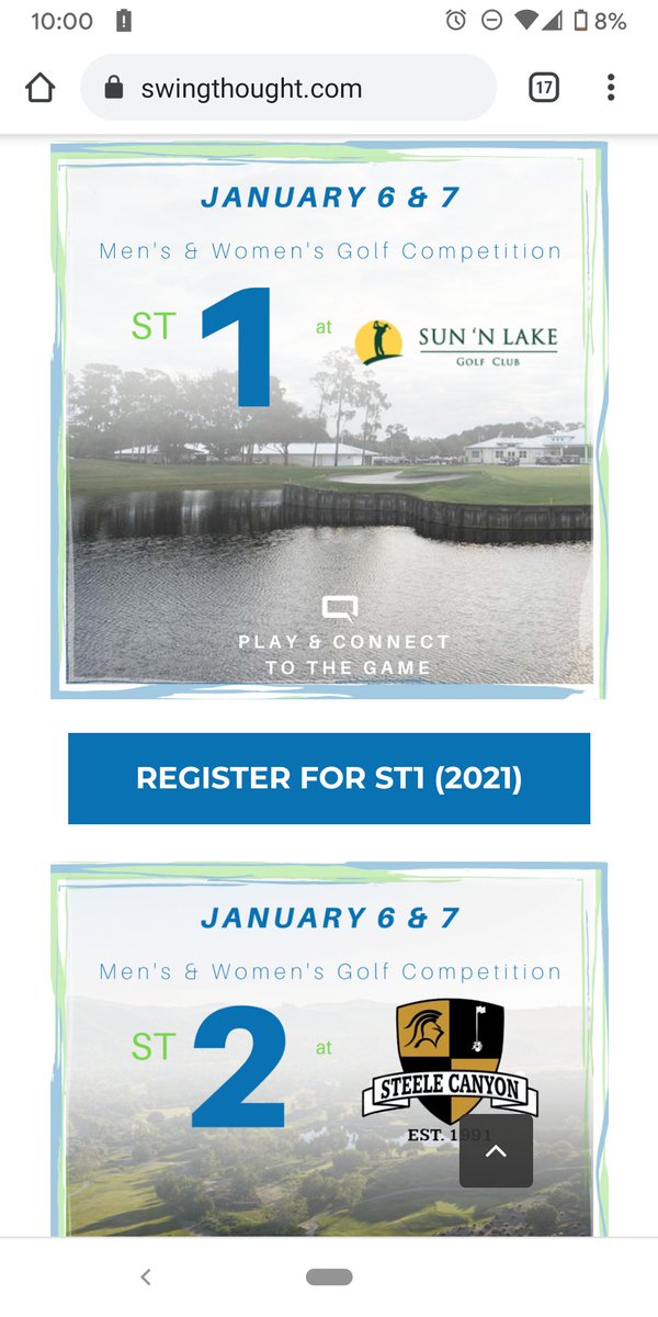 SwingThought's tweet image. Next wk - ST24 in FL &amp;amp; ST25 in CA to close out 2020. THEN... #2021 the next phase 💯 Stand your game up on a 1️⃣ of a kind #golfplatform providing Guaranteed Prizes, flexibility, unmatched return on entry &amp;amp; experience. 🔑 Membership &amp;amp; Jan entry entry now.

SwingThought.com