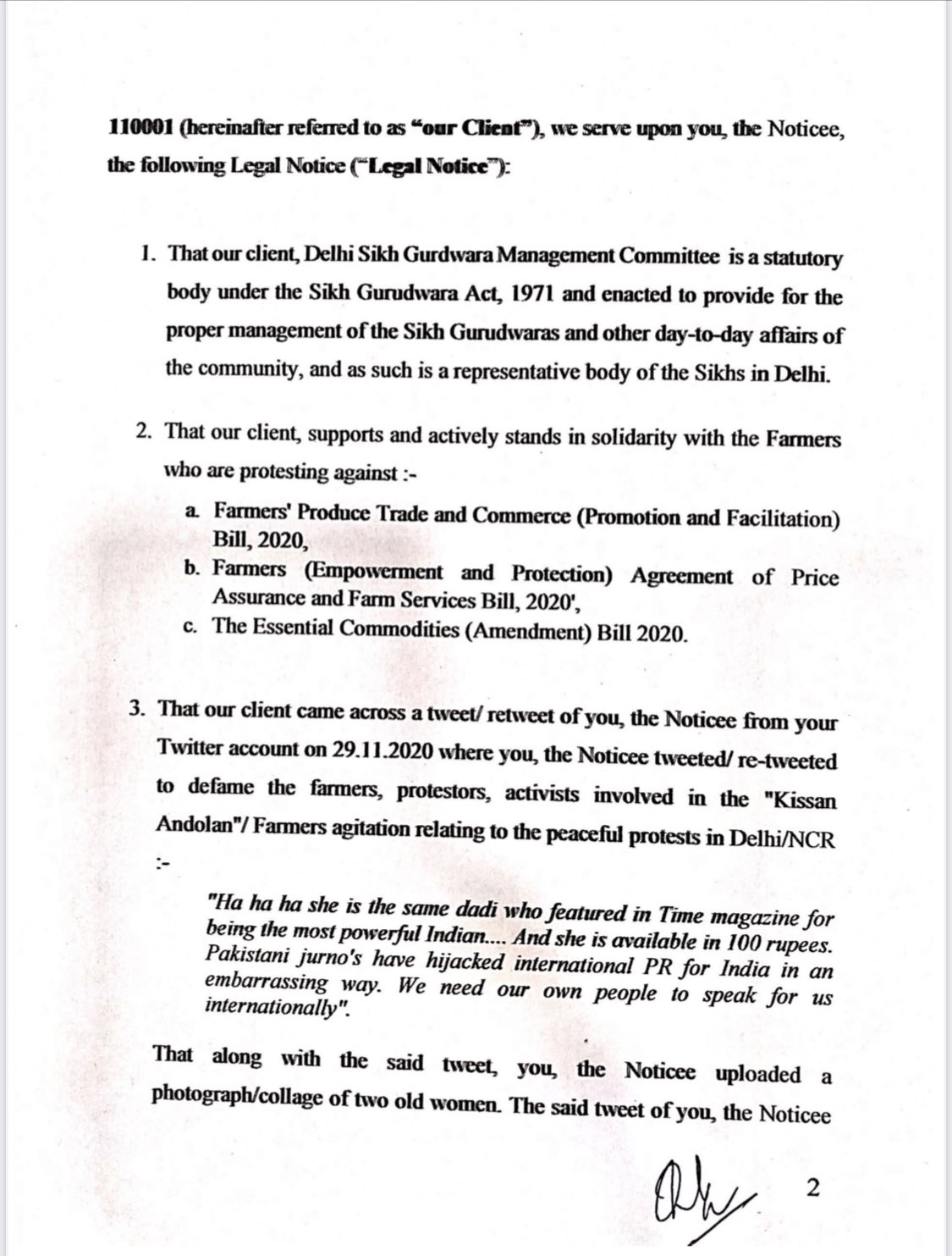 Farmers Protest: DSGMC issued notice to Kangana Ranaut over 