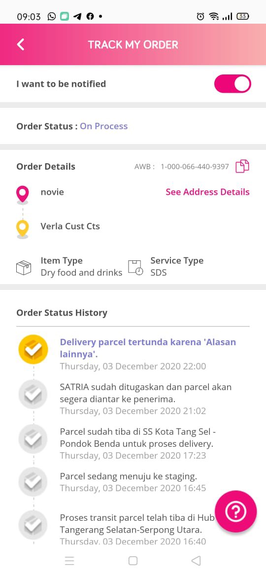 verlakitty's tweet photo. @anteraja_id Pak saya pake layanan Anteraja Sameday kok malah ga sampai kerumah saya? Saya nungguin sampai jam 11 malam ini..Tolong di cek dengan nomer AWB 1-000-066-440-9397 bisa kirim ulang hari ini? Tlg ditindak lanjuti segera pak krn isi nya Makanan basah. https://t.co/C9Jci1PLKX