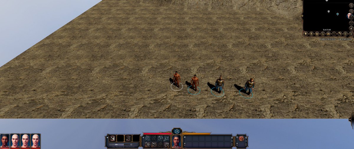 NyanToasty's tweet photo. @baldursgate3 Uh...is anyone else unable to get to character creation with the new game?  After skipping the cutscene, I have a random party of three dummies and a naked PC https://t.co/8ZaNm9sKtZ