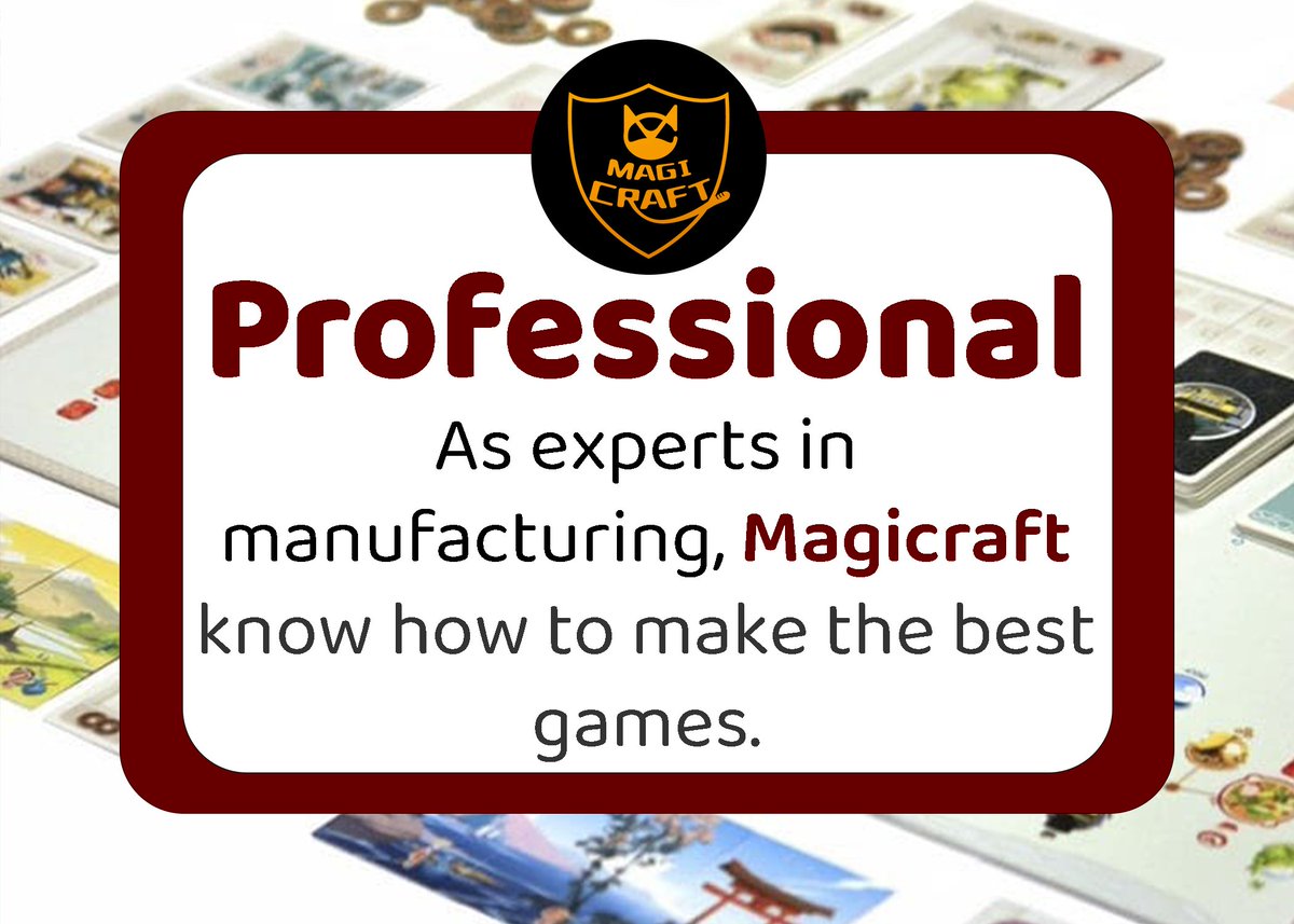 At Magicraft, we strive to deliver professional products and services.

#boardgame #boardgaming #tabletop #tabletopgame #tabletopgaming #cards #cardgame #cardgaming #puzzles #boardgamegeek #bgg #bggcommunity #geek #gaming #fun #manufacturing #makinggames #Magicraft #professional